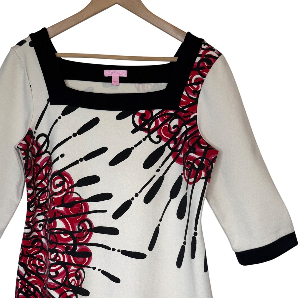Lilly Pulitzer Shift Dress Abstract Print Ponte Knit Preppy Career size Large - Picture 2 of 6